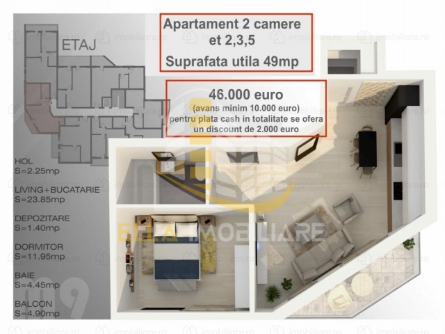 Mamaia Nord, Constanta, Constanta, Romania, 1 Bedroom Bedrooms, 2 Rooms Rooms,1 BathroomBathrooms,Apartament 2 camere,De vanzare,3029