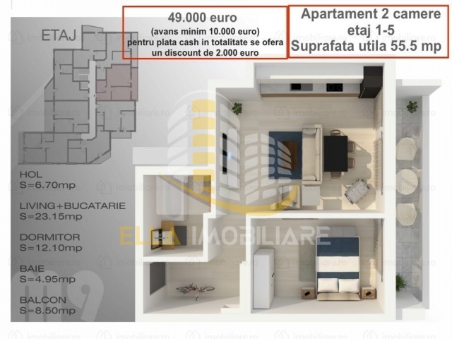 Mamaia Nord, Constanta, Constanta, Romania, 1 Bedroom Bedrooms, 2 Rooms Rooms,1 BathroomBathrooms,Apartament 2 camere,De vanzare,3029