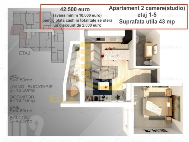 Mamaia Nord, Constanta, Constanta, Romania, 1 Bedroom Bedrooms, 2 Rooms Rooms,1 BathroomBathrooms,Apartament 2 camere,De vanzare,3029