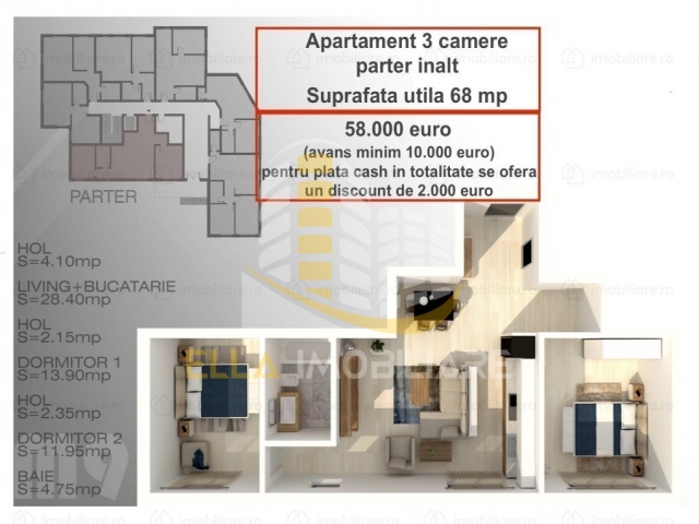 Mamaia Nord, Constanta, Constanta, Romania, 1 Bedroom Bedrooms, 2 Rooms Rooms,1 BathroomBathrooms,Apartament 2 camere,De vanzare,3029